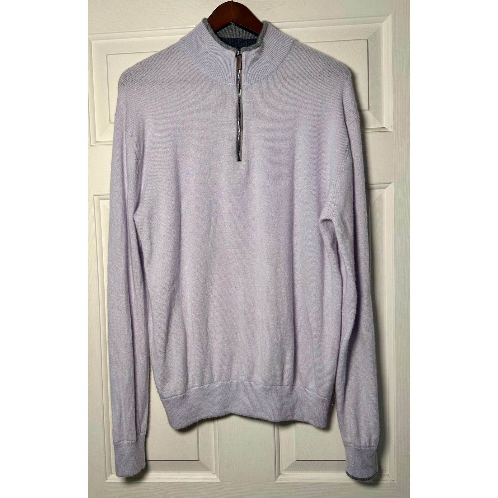 Greyson Sweater Men's M Purple Sebonack Wool Cashmere Golf 1/4 Zip